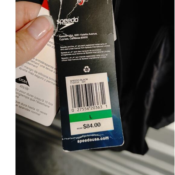 Speedo Womens Swimsuit One Piece Crossback Large Black NWT - Picture 4 of 5